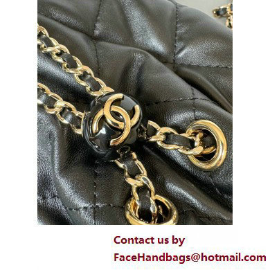 CHANEL Shiny Lambskin  &  Gold-Tone Metal Backpack AS4810 black 2025